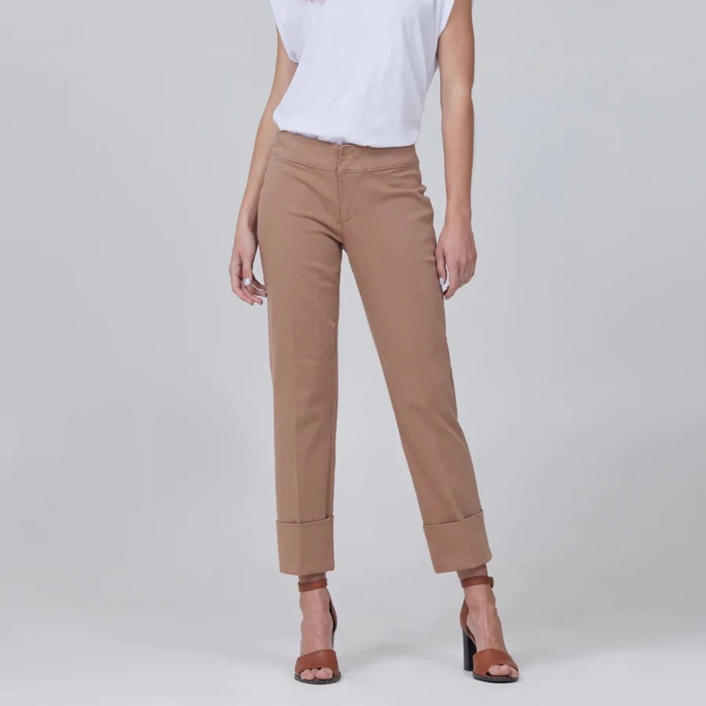 NWT Lila Ryan TRINA HIGH-RISE CROPPED CUFFED BOOTCUT in Camel